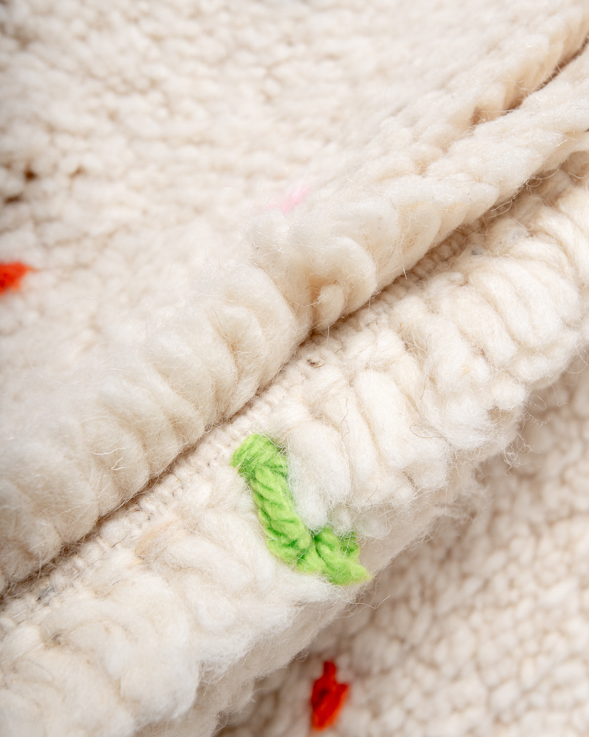 Modern, designer, handcrafted Berber rug from Morocco. Beniourain carpet with beautiful colours and patterns and fluffy wool texture.